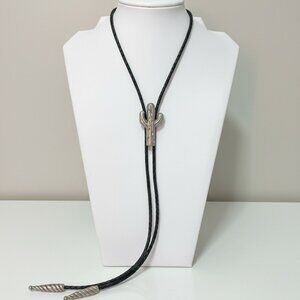 Ege Pewter Western Bolo Tie Cactus Silver Cowgirl Cowboy